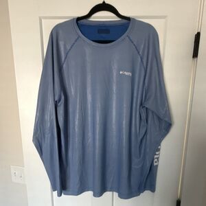 Columbia PFG Blue Long Sleeve Fishing T-Shirt Men's Breathable Polyester